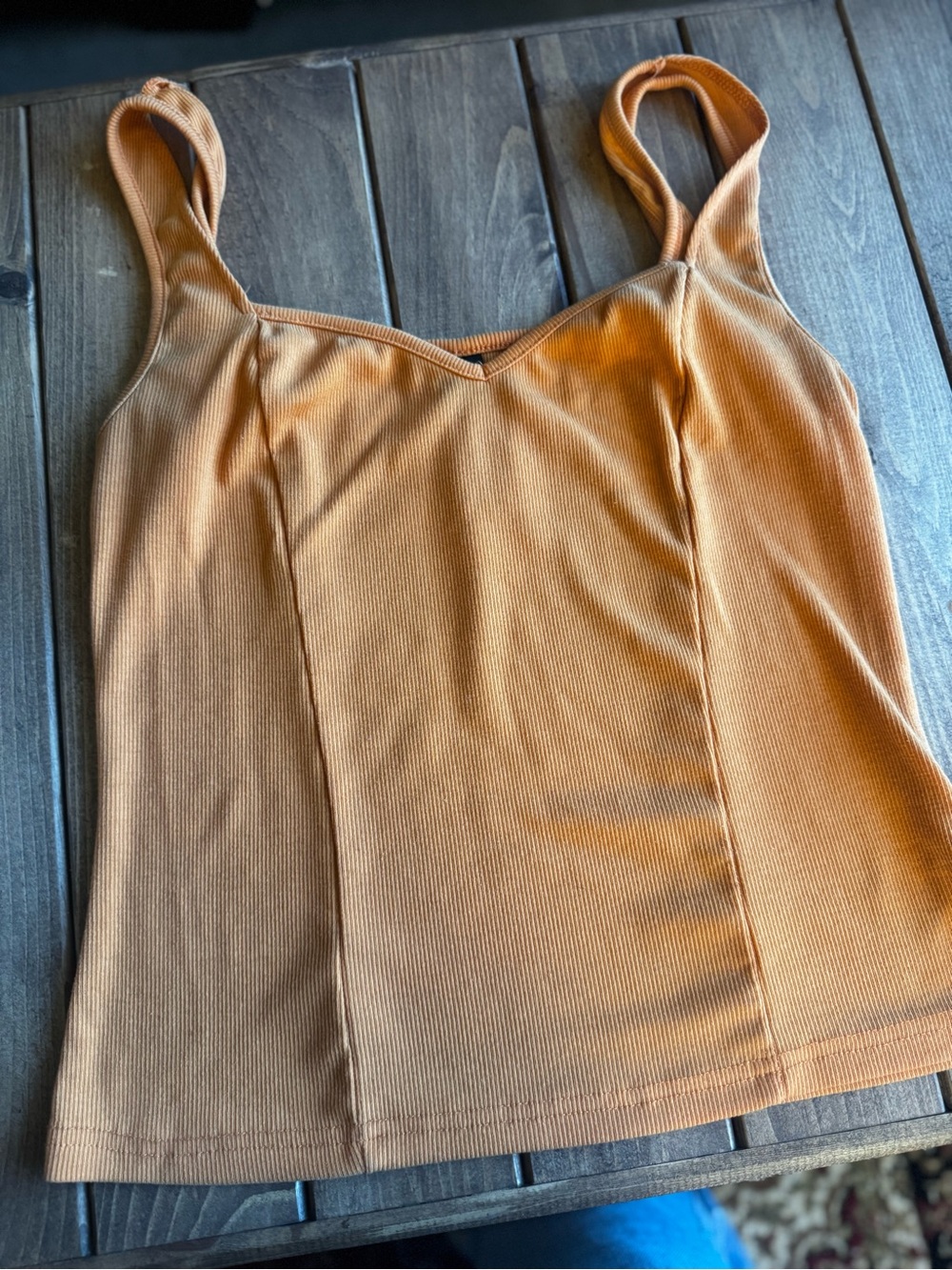 SHEIN Ribbed V-Neck Tank Top in Burnt Orange